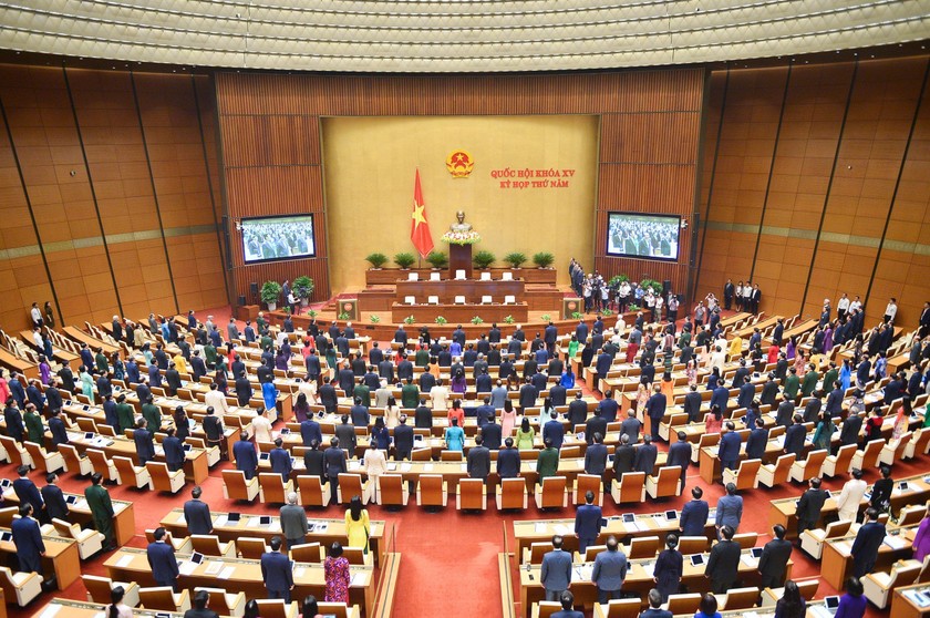 Toàn cảnh phiên khai mạc Kỳ họp thứ 5, Quốc hội khóa XV. (Nguồn ảnh: Quochoi.vn).