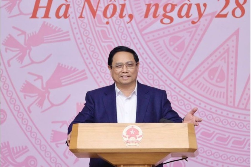 Thủ tướng Chính phủ Phạm Minh Chính phát biểu kết luận phiên họp. (Ảnh: Dương Giang/TTXVN).