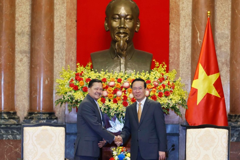 Chủ tịch nước Võ Văn Thưởng tiếp Phó Thủ tướng Chính phủ Vương quốc Campuchia Neth Savoeun. (Nguồn ảnh: Thống Nhất/TTXVN).