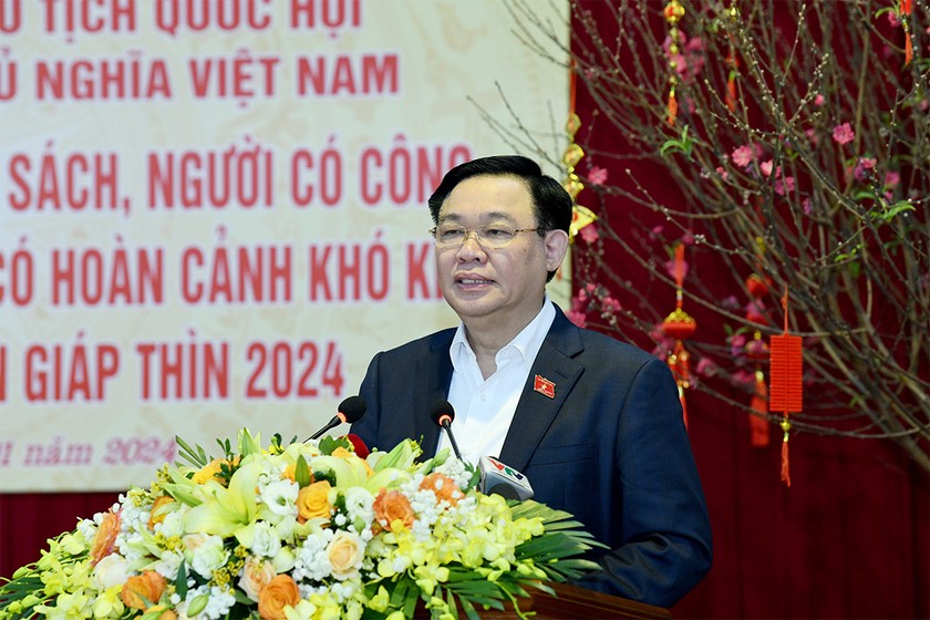 Chủ tịch Quốc hội Vương Đình Huệ phát biểu tại chương trình. (Nguồn ảnh: daibieunhandan.vn)
