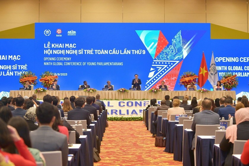 Quang cảnh khai mạc Hội nghị Nghị sĩ trẻ toàn cầu lần thứ 9. (Ảnh: Nguyễn Hoàng).