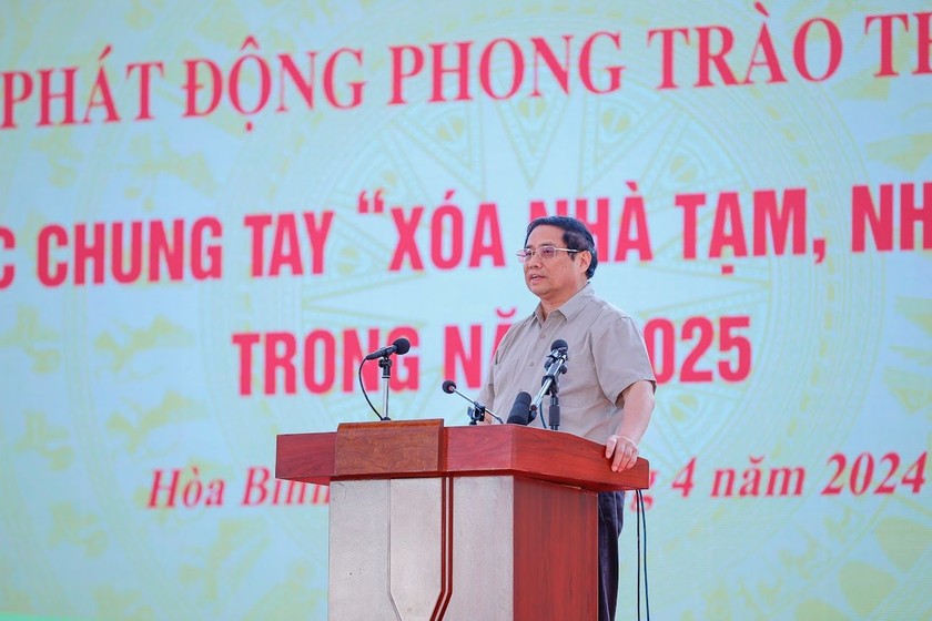 Thủ tướng Phạm Minh Chính phát động Phong trào thi đua “Xóa nhà tạm, nhà dột nát” trong cả nước (Ảnh: VGP).