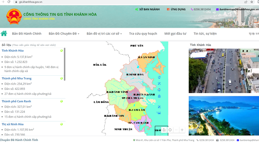 Cổng thông tin GIS tỉnh Khánh Hòa.