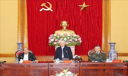 Tổng Bí thư, Chủ tịch nước Nguyễn Phú Trọng phát biểu tại Hội nghị.