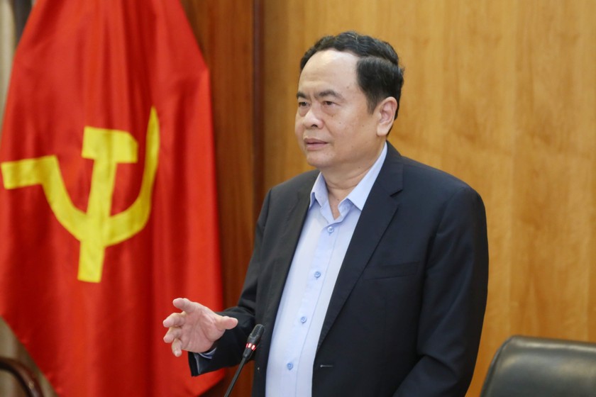 Chủ tịch UBTW MTTQ Việt Nam Trần Thanh Mẫn phát biểu tại buổi làm việc.