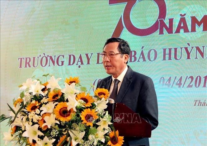 Phó trưởng Ban Tuyên giáo Trung ương, Chủ tịch Hội Nhà báo Việt Nam, Tổng Biên tập Báo Nhân Dân Thuận Hữu phát biểu tại Lễ kỷ niệm
