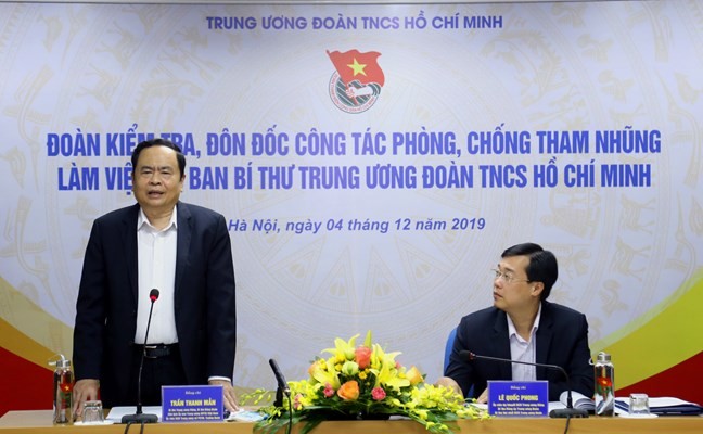 Chủ tịch UBTƯ MTTQ Việt Nam Trần Thanh Mẫn phát biểu tại buổi làm việc.