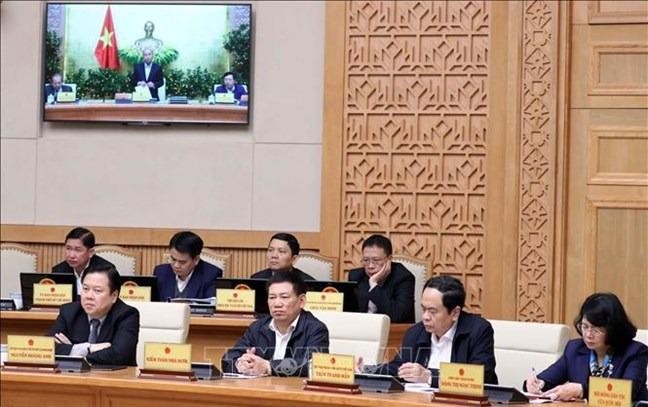 Ông Trần Thanh Mẫn (thứ hai từ phải sang) tại Phiên họp thường kỳ tháng 1 của Chính phủ diễn ra hôm nay.