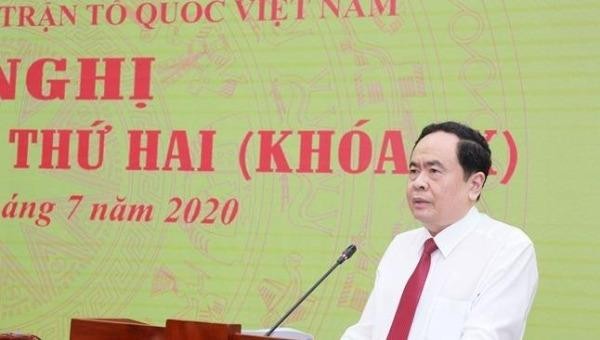 Chủ tịch UBTƯ MTTQ Việt Nam Trần Thanh Mẫn phát biểu tại hội nghị.