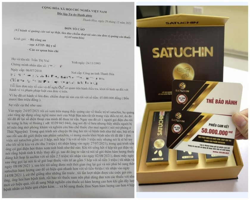 Khách hàng gửi đơn tố cáo tổ chức kinh doanh viên sủi Satuchin có dấu hiệu lừa đảo chiếm đoạt tài sản
