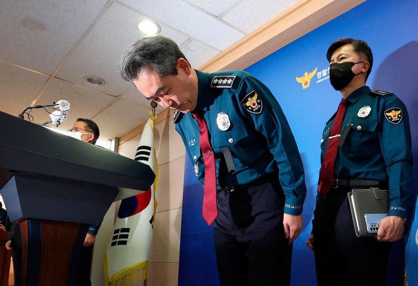 Ông Yoon Hee-geun, Tổng ủy viên Cơ quan Cảnh sát Quốc gia Hàn Quốc, tại cuộc họp báo sau vụ giẫm đạp tại Itaewon, ngày 1/11/2022.