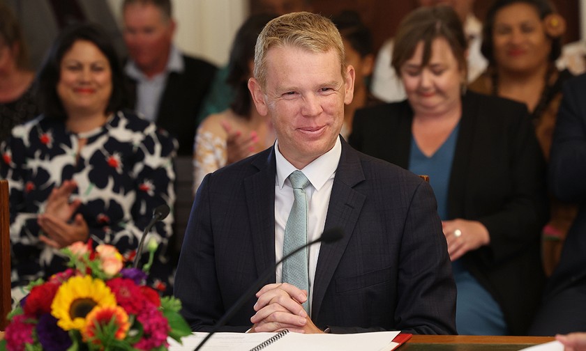 Ông Chris Hipkins tại lễ tuyên thệ nhậm chức Thủ tướng New Zealand, ngày 25/1. Ảnh: Getty Image.