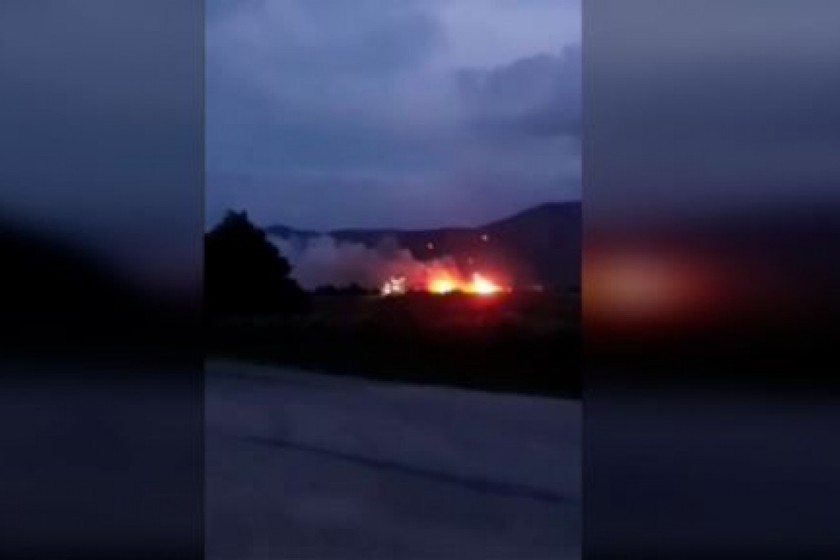 Hình ảnh đám cháy gần một bãi huấn luyện quân sự ở Crimea ngày 19/7. Ảnh: RIA Novosti.