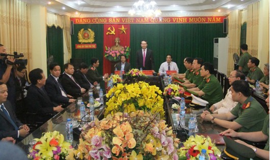 Chủ tịch nước Trần Đại Quang khen ngợi, động viên Công an tỉnh Phú Thọ