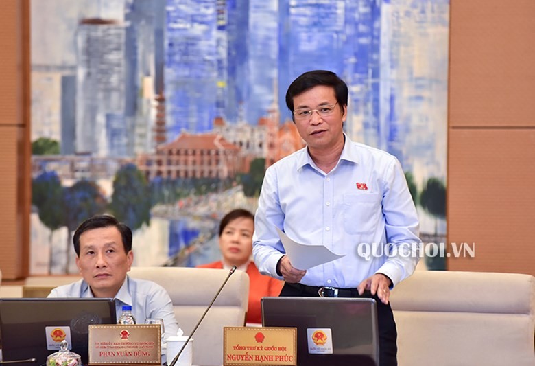 Tổng Thư ký Quốc hội Nguyễn Hạnh Phúc trình bày Tờ trình