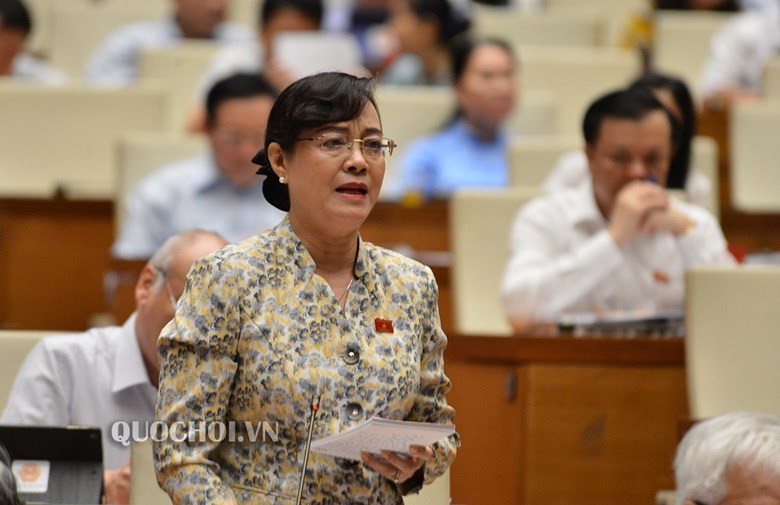ĐB Nguyễn Thị Quyết Tâm (TP HCM) tranh luận tại nghị trường.