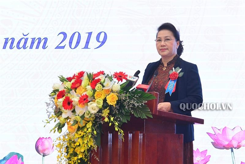 Chủ tịch Quốc hội Nguyễn Thị Kim Ngân phát biểu tại Lễ kỷ niệm. 