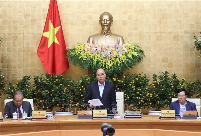 Thủ tướng Chính phủ Nguyễn Xuân Phúc phát biểu khai mạc phiên họp. Ảnh TTXVN