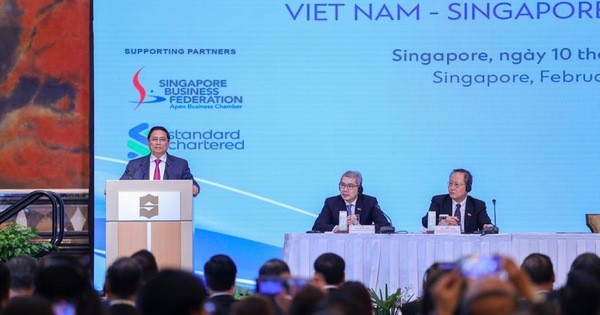 Thủ tướng Phạm Minh Chính dự Diễn đàn Doanh nghiệp Việt Nam – Singapore - Ảnh: VGP