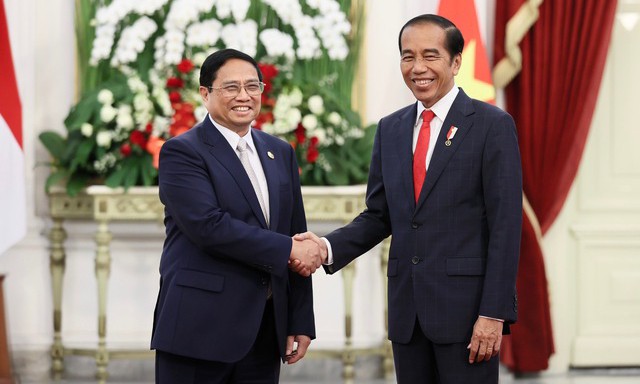 Thủ tướng Chính phủ Phạm Minh Chính hội kiến Tổng thống Indonesia Joko Widodo - Ảnh: VGP/Nhật Bắc
