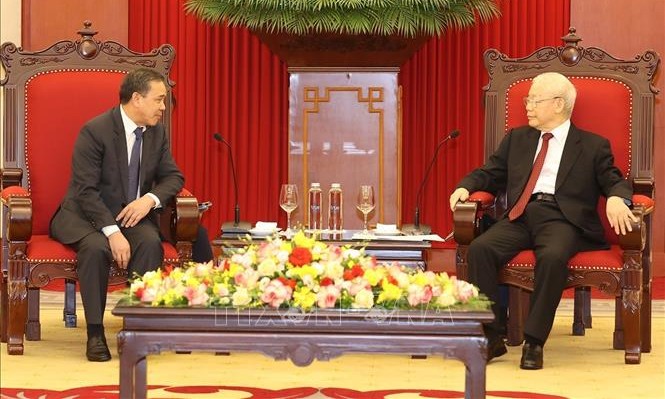Tổng Bí thư tiếp Đại sứ Lào tại Việt Nam nhân kết thúc nhiệm kỳ công tác