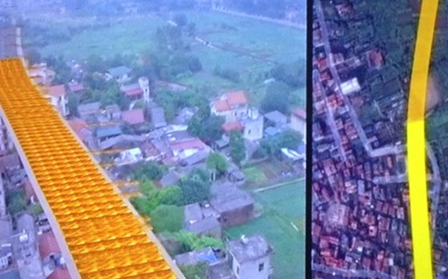 Mô phỏng "đường cong dát vàng" ở phường Bồ Đề. Ảnh: VTV.