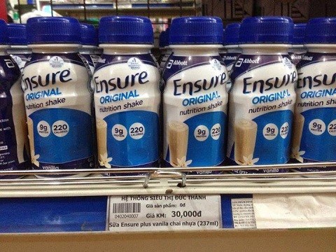 Sữa ensure bị cấm bày bán công khai.
