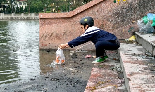 Ao hồ Hà Nội ngập rác sau lễ tiễn ông Táo