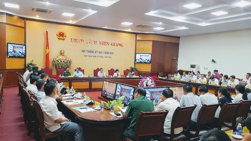 Quang cảnh Hội nghị trực tuyến về tình hình KT-XH quý I/2019 của tỉnh Kiên Giang 