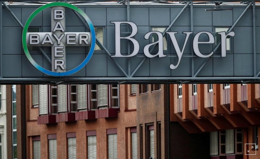 Thương hiệu hãng dược Bayer được gắn trên một cây cầu 
