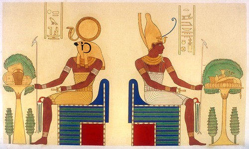 Bức họa cổ thần Ra và Atum 