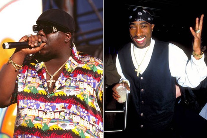 Hai ngôi sao nhạc Rap Biggie Smalls và Tupac Shakur