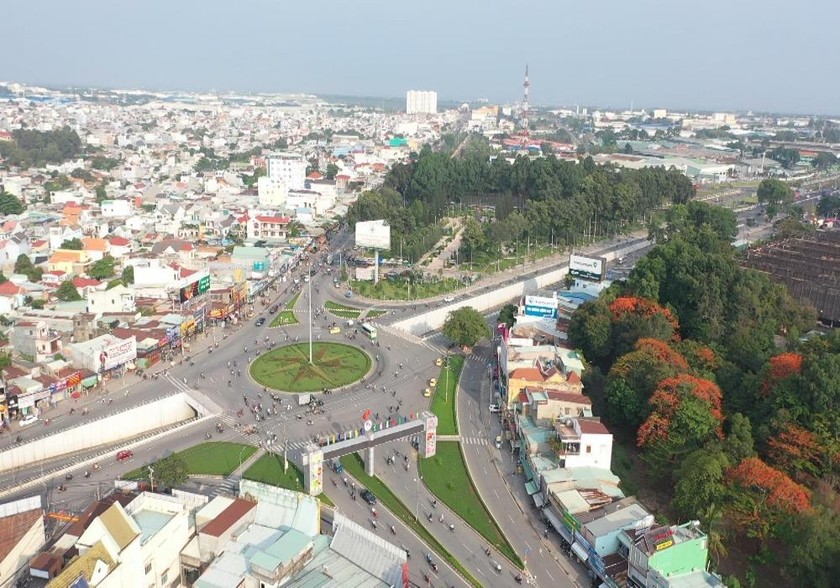 Thành phố Biên Hòa chụp từ trên cao. 