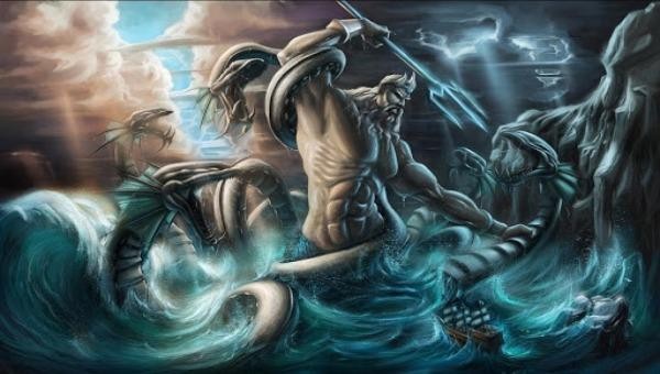 Họa hình thần Poseidon.