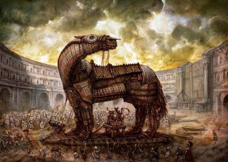 Ngựa gỗ huyền thoại trong trận chiến thành Troy. 