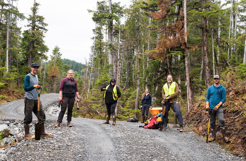 Các tình nguyện viên trong cộng đồng bảo tồn rừng ở thành phố Sitka (Alaska). 