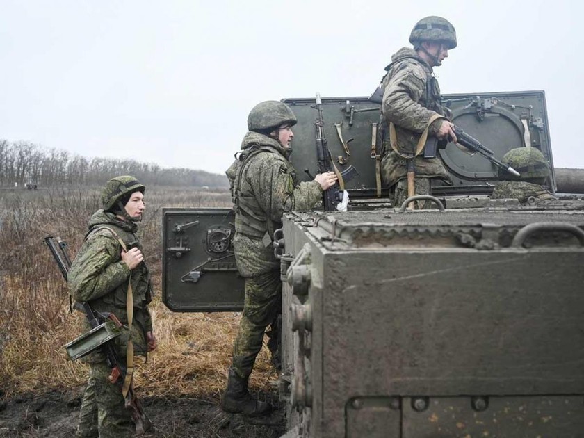 Binh sĩ Nga trong một cuộc tập trận tại vùng Rostov giáp với Ukraine ngày 10/12 (Ảnh: Reuters). 