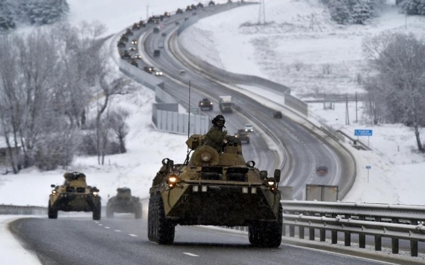 Đoàn xe thiết giáp của Nga ở Crimea vào tháng 1/2022. 