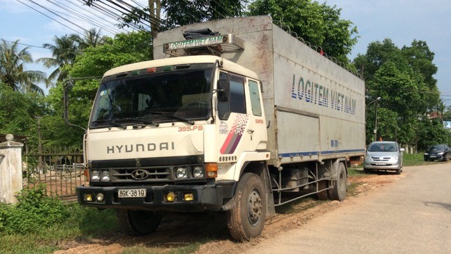 Chiếc xe bị tam giữ tại Công an thị xã Hương Thủy