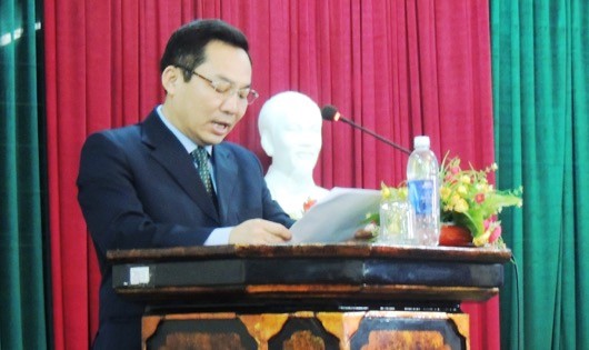 Ông Võ Khánh Bình – Giám đốc Bảo hiểm xã hội Thừa Thiên Huế phát biểu tại buổi họp báo.