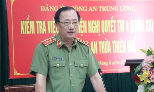 Thượng tướng Nguyễn Văn Thành, Thứ trưởng Bộ Công an phát biểu tại buổi làm việc