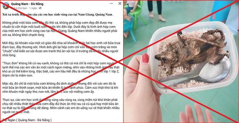Bài viết sai sự thật trên fanpage “Quảng Nam - Đà Nẵng” lan truyền trên mạng xã hội.
