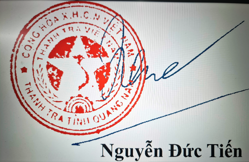 Con dấu của Thanh tra tỉnh Quảng Nam thể hiện không rõ 2 quần đảo Hoàng Sa và Trường Sa. 