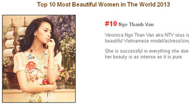 Ngô Thanh Vân vào "top" 10 phụ nữ đẹp nhất thế giới