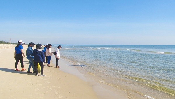 Bãi biển Cửa Việt, nơi xảy ra vụ đuối nước.