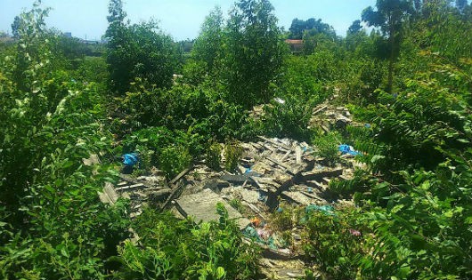 Bãi rác chứa chất của Formosa tại trang trang trại của người dân.
