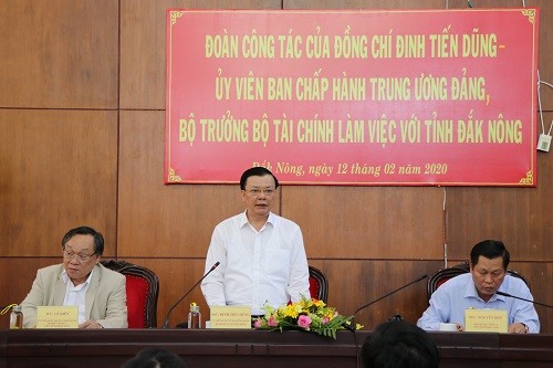 Bộ trưởng Bộ Tài chính Đinh Tiến Dũng làm việc với tỉnh Đắk Nông