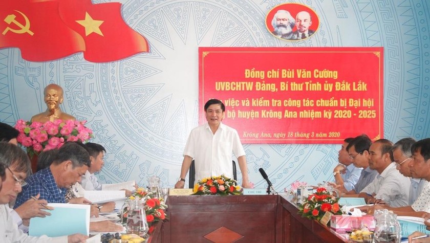 Bí thư Tỉnh ủy Đắk Lắk kiểm tra công tác chuẩn bị Đại hội Đảng bộ huyện Krông Ana nhiệm kỳ 2020-2025.