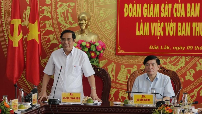  ông Nguyễn Thanh Bình, Phó Trưởng ban thường trực Ban Tổ chức Trung ương phát biểu tại buổi làm việc với Ban Thường vụ Tỉnh ủy Đắk Lắk.