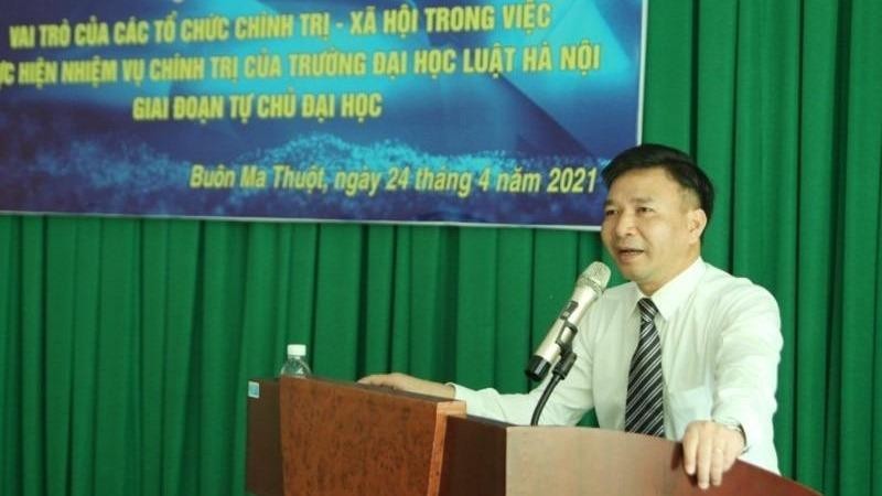 Ông Chu Mạnh Hùng, Quyền Chủ tịch hội đồng trường Đại học Luật Hà Nội phát biểu